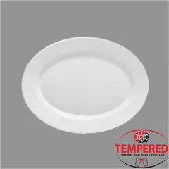 TEMPERED Πιατέλα Οπαλίνης σε (σετ 6 τεμαχίων) Οβάλ 36cm Λευκή. 25176/ TOL