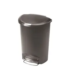 Κάδος απορριμμάτων 50L ημικυλινδρικός πλαστικός με πεντάλ, απαλό κλείσιμο,48x35,5x67,3cm γκρι. Simple Human. 27975/ CW1