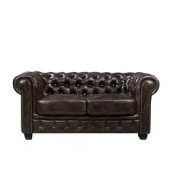 Z.E9574,2 CHESTERFIELD T-689 2-θέσιος καναπές Δέρμα Καφέ