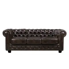 Z.E9574,3 CHESTERFIELD T-689 Τριθέσιος καναπές Δέρμα Καφέ