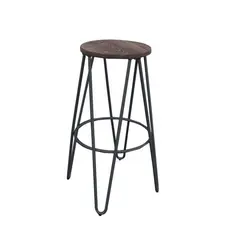 Z.E5207,1 ARCO Wood Σκαμπώ BAR Μεταλλικό Dark Oak/Μαύρο