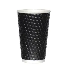 (Συσκ. 25 τεμ.) Premium Χάρτινο Ποτήρι 475ml-16oz, διπλού τοιχώματος, μαύρο. BUBBLE-16/BK