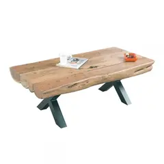 Z.EA7002 VILLAGE Τραπεζάκι Σαλονιού Μεταλ.Μαύρο/Ξύλο Ακακία Φυσικό