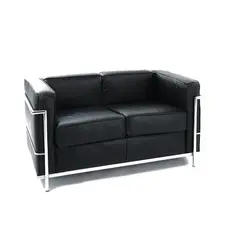 Z.E947,22 GENOVA καναπές 2θέσιος Inox/PU μαύρο 130x73x71cm