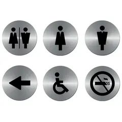 ΣΕΤ 6 Πινακίδες τοίχου αλουμινίου αυτοκόλλητες (φ10cm). 32366/ SISS