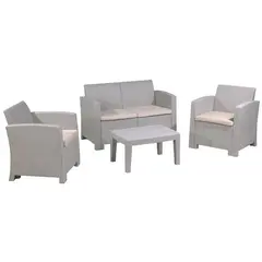 Z.E352,1 SAVANNA set σαλόνι K/D σε PP sand grey χρώμα, μαξιλάρια μπεζ