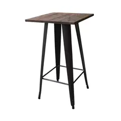 Z.E5197,10 RELIX μεταλλικό τραπέζι bar wood dark oak σε μαύρο antique χρώμα 60x60x101cm