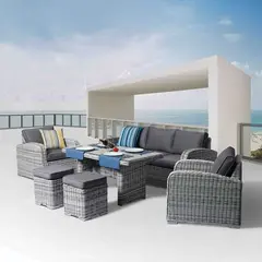 Z.E6851 BELMAR σετ σαλόνι wicker σε γκρι χρώμα
