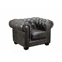 Z.E9574,12 CHESTERFIELD 689 πολυθρόνα δερμάτινη σε antique grey χρώμα 103x92x72cm