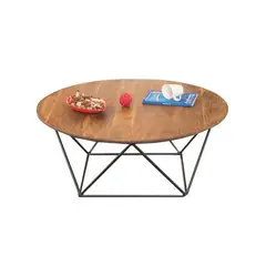 Τραπεζάκι σαλονιού με μεταλλική μαύρη βάση σε ακακία φυσικό χρώμα Z.EA7053 MOVVA