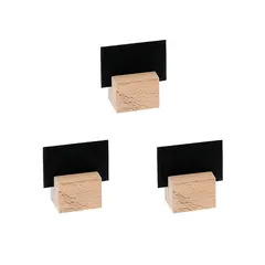 Σετ 3 Κάρτων 2 Όψεων, ΜΑΤ μαύρη με Ξύλινη Βάση, 4x6cm. 24392/ HMX