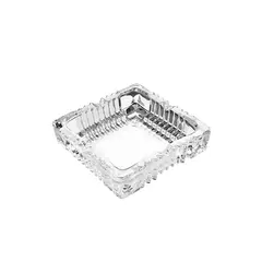 (Σετ 12 τεμ) Γυάλινo Σταχτοδοχείο τετράγωνο, σκαλιστό, 10.5x10.5x3.5cm. 1050