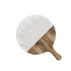 Ρακέτα Μελαμίνης με χερούλι, στρογγυλή, με όψη Ξύλου και Μάρμαρου, 24.1x33cm. 33009/ S258