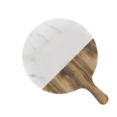 Ρακέτα Μελαμίνης με χερούλι, στρογγυλή, με όψη Ξύλου και Μάρμαρου, 29x40cm. 33010/ S258