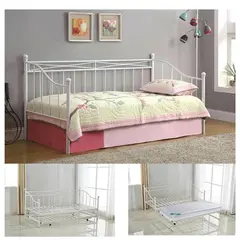 Z.E8043,2 MARIN Daybed μονό κρεβάτι επεκτεινόμενο Μέταλλικό άσπρο