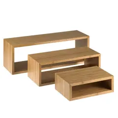 Σταντ Παρουσίασης 3 τεμαχίων, Bamboo, Παραλληλόγραμμο. 60x20x20 / 45x20x15 / 30x20x10cm S0130