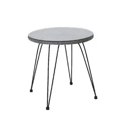 Z.E244,T1 SALSA τραπέζι Μεταλλικό Μαύρο/Wicker Γκρι D.52x53cm
