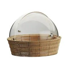 Καλάθι Rattan με καπάκι Roll - Top για κρουασάν, ψωμί, φ44cm. 2T44
