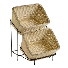 Σετ Βάση Μεταλλική 2 Θέσεων & 2 Καλάθια Ψωμιού Rattan, Επικλινές. 546