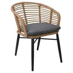 Z.E259,1 SALSA Alu STACK Πολυθρόνα Μαύρη /Wicker Φυσικό 59x46x88cm