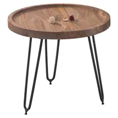 Z.EA7076,2 MATRI Τραπεζάκι Σαλονιού Μεταλλικό Μαύρο /Ξύλο Ακακία Φυσικό D. 45xH. 40cm