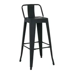Z.Ε5199,1ΜW RELIX σκαμπώ BAR Με Πλάτη Μεταλλικό Μαύρο Matte 42x42 H. 76 /92cm