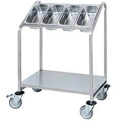 Ανοξείδωτο καρότσι για μαχαιροπηρούνα 4 θέσεων + 1 ράφι, 810x570xH1065, με ρόδες. L2