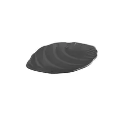 Πιατέλα Μελαμίνης Φ25.5cm, (Σετ 6 τεμ) Σειρά ΜΑΤTE, με σχέδιο φύλλο, μαύρη. 017/BK