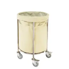 Ανοξείδωτο καρότσι απλύτων, SS201, φ53x80cm, με 4 ρόδες 7.5cm (2 με φρένο). 112