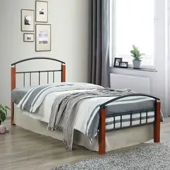 Z.E 8300 DOKA κρεβάτι μονό Μέταλλο μαύρο /Ξύλο καρυδί 95x211x76cm (Στρώμα 90x200cm)