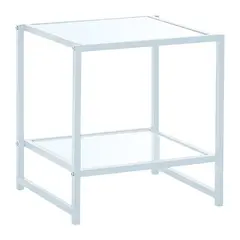 Z.E8014,2 ATOS κομοδίνο Άσπρο /Γυαλί 5mm 48x44x50cm