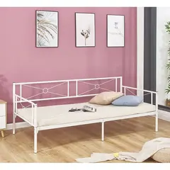 Z.E8019,2 QUEEN Daybed κρεβάτι Μέταλλικό άσπρο 196x95x75cm (Στρώμα 90x190cm)