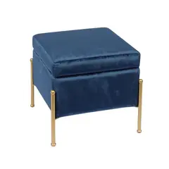 Z.E7031,1 RAY σκαμπώ βοηθητικό Χρυσό /Ύφασμα Μπλε Velure 40x40x37cm