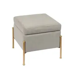 Z.E7031,4 RAY σκαμπώ βοηθητικό Χρυσό /Ύφασμα Γκρι Velure 40x40x37cm