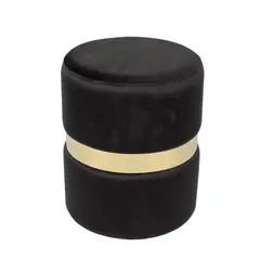 Z.E7037,1 TOMMY σκαμπώ βοηθητικό Χρυσό /Ύφασμα Μαύρο Velure D.35 H.43cm