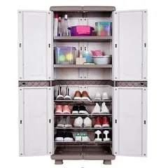 ΛΗΤΩ Πλαστική Ντουλάπα με ράφια & Παπουτσοθήκη σε ΜΠΕΖ- ΛΕΥΚΟ Χρώμα. Ελληνικής Κατασκευής 73x44x179h. LITO