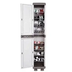 ΝΙΟΒΗ Πλαστική Παπουτσοθήκη ΜΠΕΖ- ΛΕΥΚΟ Χρώμα. Ελληνικής Κατασκευής NIOBI 36x44x179h