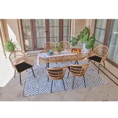 E.280,S SALSA Dining Set Τραπεζαρία κήπου Μεταλλικό Μαύρο/Wicker (Τραπέζι + 2 Πολυθρόνες + 4 Καρέκλες)