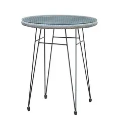Z.E244,ΤΗ1 SALSA Τραπέζι Μεταλλικό Μαύρο/Wicker Γκρι D.60cm x H.70cm