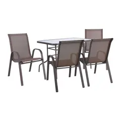 Z.E2406,S RIO set Τραπεζαρίας Μεταλλικό Καφέ/ Textilene Καφέ (Τραπέζι + 4 Πολυθρόνες)