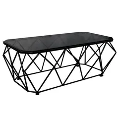 Z.EM523,1 ACTON Τραπεζάκι Σαλονιού Μεταλλικό Μαύρο /Γυαλί Smoke 123x63x44cm