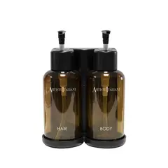 Πλαστικός Διανεμητής, με 2 μπουκάλια 300ml (1 σαμπουάν+1 αφρόλουτρο), Lemon Grass, Artisti Italiani AI-ZC1-300