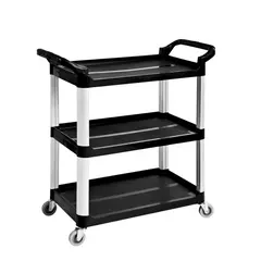 Καρότσι αλουμινίου με 3 πλαστικά ράφια 83x42xΥ96cm PST03A/BLACK