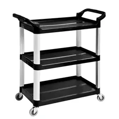 Καρότσι αλουμινίου με 3 πλαστικά ράφια 107x50xΥ97cm PST03B/BLACK