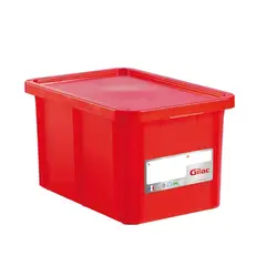 Δοχείο αποθήκευσης HACCP 55Lt (60x40x33cm), με καπάκι, -40/+90°C, κόκκινο, Gilac G119909