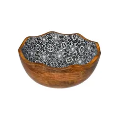 Ξύλινο Μπωλ για Μπουφέ φ30x11cm, Λουλούδι μαύρο WCC3030ZB