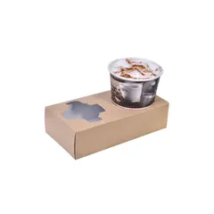 Χάρτινη θήκη μεταφοράς καφέ 2 θέσεων, Kraft, ROIS Bros (Τιμή για 550 Τεμάχια) P005887