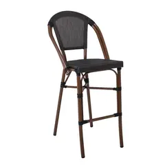 Z.E289 COSTA Σκαμπώ Bar Αλουμίνιο Καρυδί/Textilene Μαύρο 50x55x76/116cm