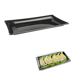 Δίσκος πλαστικός 12x22cm, Μίας Χρήσης, RPET, Μαύρος, Sabert (τιμή για 50 τεμάχια) BLA91222