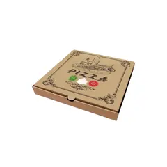 Κουτί Πίτσας Μικροβέλε, σχέδιο Pizza Καφέ, 33x33x4.2cm (τιμή για 100 τεμάχια) /PZ-BR